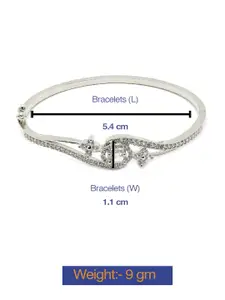 DressBerry Silver-Toned Rhodium-Plated American Diamond Studded Kada Bracelet