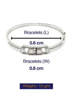 DressBerry Silver-Toned Rhodium-Plated American Diamond Studded Kada Bracelet