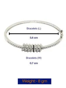 DressBerry Silver-Toned Rhodium-Plated American Diamond Studded Kada Bracelet