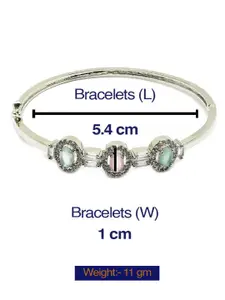 DressBerry Silver-Toned Rhodium-Plated American Diamond Studded Kada Bracelet