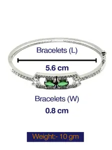 DressBerry Silver-Toned Rhodium-Plated American Diamond Studded Kada Bracelet