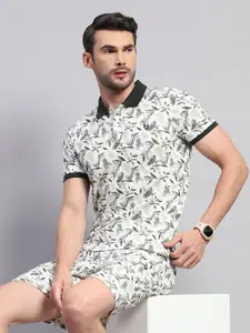 Monte Carlo Floral Printed Polo Collar Casual T-shirt With Shorts