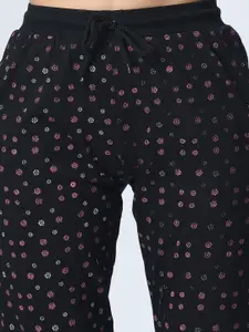 BAESD Women Printed Mid-Rise Cotton Lounge Pants