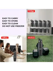 Pexpo DURO 6pc Sports & Hiking Stainless Steel 1L Single wall Black Water Bottle