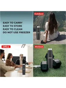 Pexpo DURO 6pc Refrigerator Stainless Steel 1L Single wall Black Water Bottle