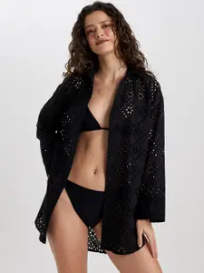 DeFacto Self-Design Pure Cotton Swim Cover Up Top