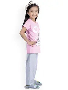 BAESD Girls Graphic Printed Short Sleeves Pure Cotton Night suit