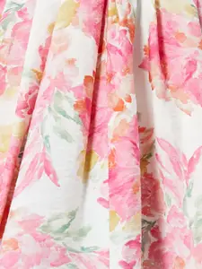 Koton White Floral Printed Flared Midi Skirt