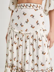 Koton Printed Flared Maxi Skirt