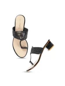 DressBerry Black Open Toe Block Heels