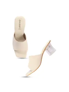 DressBerry Solid Open Toe Block Heel Mules