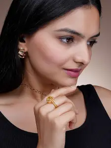 SWASHAA Women 18K Gold Plated CZ Studded Finger Ring