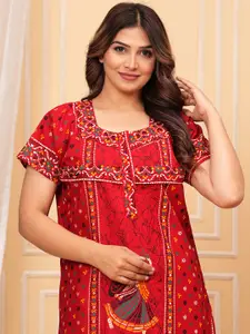 JVSP FASHION Ethnic Motifs Printed Pure Cotton Maternity Maxi Nightdress