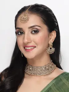 Sukkhi Gold-Plated American Diamond Necklace and Earrings