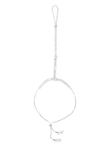 FEMMIBELLA Silver-Plated Cubic Zirconia Sttudded Wraparound Ring  Bracelet