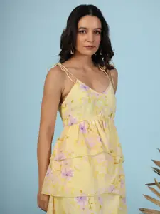 Chemistry Floral Printed Shoulder Straps Flared Fit & Flare Dress