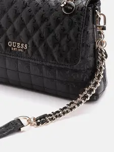 GUESS Quilted PU Structured Satchel with One Handle