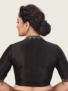 Studio Shringaar Floral Embroidered Cotton Silk Saree Blouse