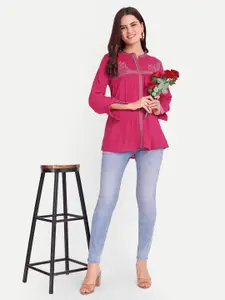 FILO HEVIS Women Ethnic Motifs Embroidered Round Notched Neck  Kurti