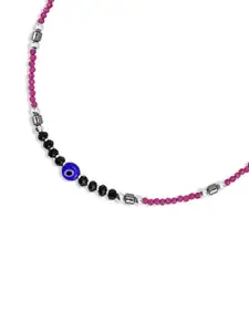 Zavya 925 Pure Silver Rhodium-Plated Beaded Anklet