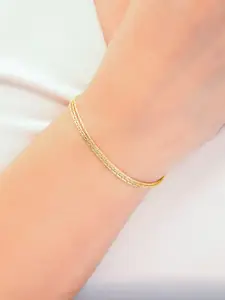 Zavya Women Sterling Silver Tribal Gold-Plated Link Bracelet