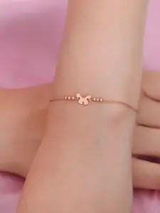 Zavya Women 925 Sterling Silver Rose Gold-Plated Link Bracelet