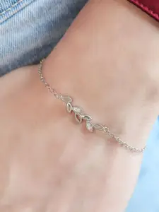 Zavya Women Sterling Silver Cubic Zirconia Rhodium-Plated Charm Bracelet