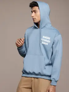 The Roadster Life Co. Graphic Printed Hooded Relaxed Fit Sweatshirt