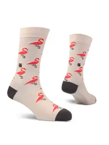 SockSoho Men Flamingo Patterned Calf-Length Socks