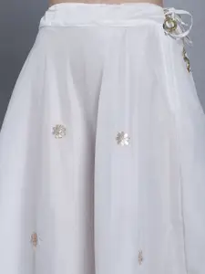 SOUNDARYA Chanderi Silk Gota Patti Work Solid Flared Maxi Skirt