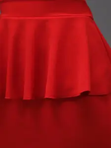 TANDUL Straight Above Knee Peplum Skirt