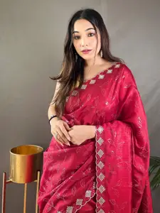 DEVATITHI Embellished Sequinned Pure Silk Saree