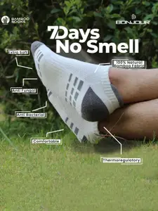 Bonjour Pack of 3 Men Ankle Length Odor Free Breathable Bamboo Cotton Socks