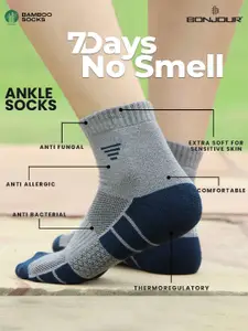 Bonjour Pack of 3 Men Ankle Length Odor Free Breathable Bamboo Cotton Socks