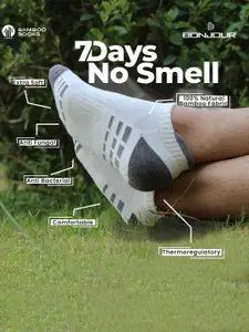 Bonjour Pack of 3 Men Ankle Length Odor Free Breathable Bamboo Cotton Socks