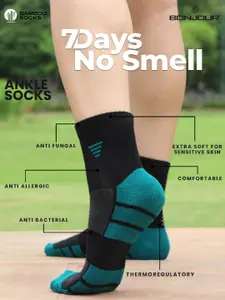Bonjour Pack of 3 Men Ankle Length Odor Free Breathable Bamboo Cotton Socks