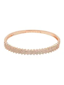 I Jewels Women Rose Gold-Plated American Diamond Bangle-Style Bracelet
