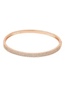 I Jewels Women Rose Gold-Plated American Diamond Bangle-Style Bracelet