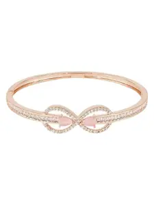 I Jewels Women Rose Gold-Plated American Diamond Bangle-Style Bracelet
