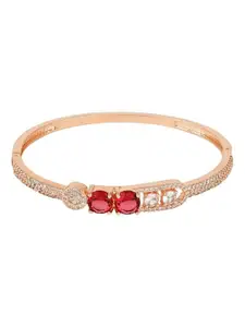 I Jewels Women Rose Gold-Plated American Diamond Bangle-Style Bracelet