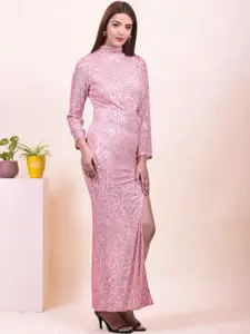 Womenue Sequin Embellished Bodycon Maxi Dress