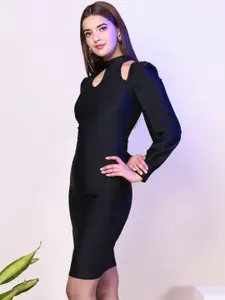 Womenue Women Choker Neck Formal Sheath Dress