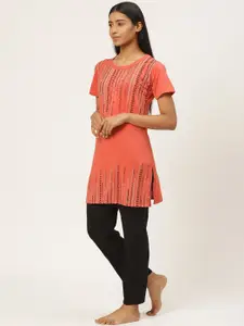 Duchess Geometric Printed Cotton Night Suit