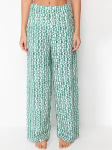 Trendyol Abstract Printed Shawl-Collar Night suit