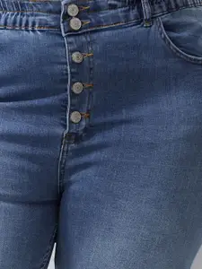 Trendyol Women Plus Size Skinny Fit Pure Cotton High-Rise Light Fade Jeans