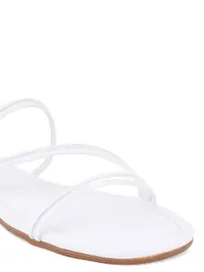 DressBerry White Strappy Open Toe Flats