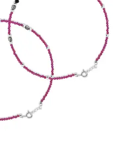 Zavya Rhodium-Plated 925 Pure Silver Beaded Anklet