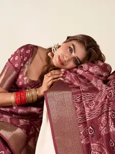 Satrani Checked Zari Banarasi Saree