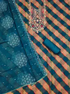 Ishin Embellished Organza Unstitched Dress Material