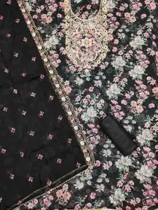 Ishin Embellished Organza Unstitched Dress Material